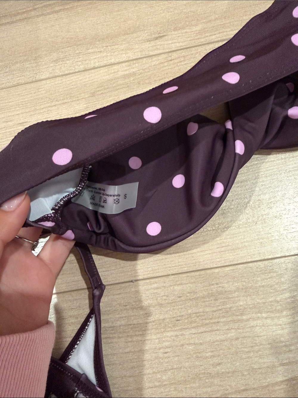 SHEIN Purple Polka Dot Bandeau Bikini Set - Pink Dots - Picture 4 of 4